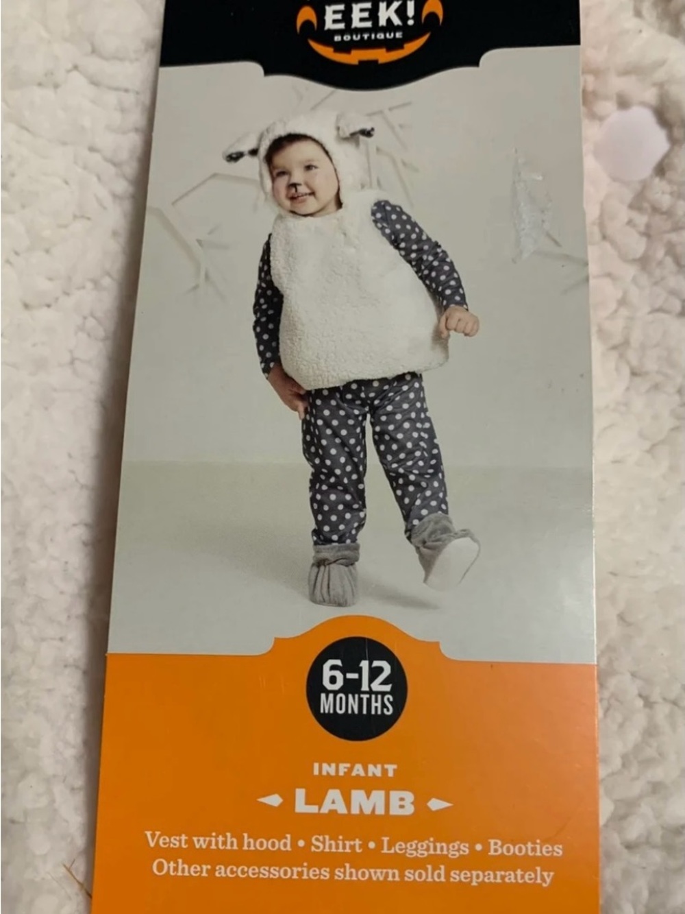New girl fits 6, 9, 12 month deluxe 5 piece lamb costume includes hooded fleece